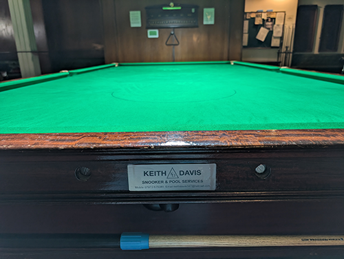 Snooker tables maintained by Keith Davis